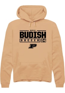 Kayla Budish  Rally Purdue Boilermakers Mens Gold NIL Stacked Box Long Sleeve Hoodie