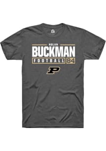 Nolan Buckman  Purdue Boilermakers Dark Grey Rally NIL Stacked Box Short Sleeve T Shirt
