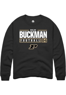 Nolan Buckman  Rally Purdue Boilermakers Mens Black NIL Stacked Box Long Sleeve Crew Sweatshirt
