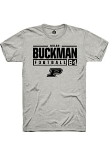 Nolan Buckman  Purdue Boilermakers Ash Rally NIL Stacked Box Short Sleeve T Shirt