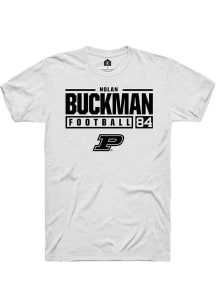 Nolan Buckman  Purdue Boilermakers White Rally NIL Stacked Box Short Sleeve T Shirt