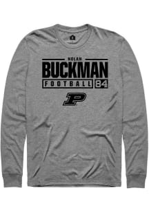 Nolan Buckman  Purdue Boilermakers Graphite Rally NIL Stacked Box Long Sleeve T Shirt