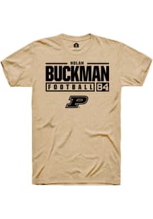Nolan Buckman  Purdue Boilermakers Gold Rally NIL Stacked Box Short Sleeve T Shirt