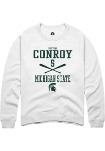 Payton Conroy  Rally Michigan State Spartans Mens White NIL Sport Icon Long Sleeve Crew Sweatshirt
