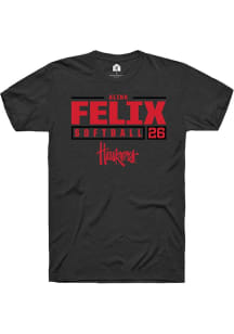 Alina Felix  Nebraska Cornhuskers Black Rally NIL Stacked Box Short Sleeve T Shirt