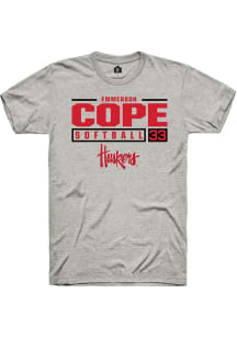 Emmerson Cope  Nebraska Cornhuskers Ash Rally NIL Stacked Box Short Sleeve T Shirt