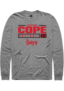 Emmerson Cope  Nebraska Cornhuskers Graphite Rally NIL Stacked Box Long Sleeve T Shirt