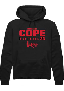Emmerson Cope  Rally Nebraska Cornhuskers Mens Black NIL Stacked Box Long Sleeve Hoodie