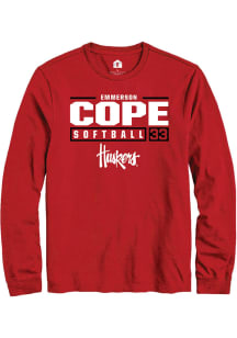 Emmerson Cope  Nebraska Cornhuskers Red Rally NIL Stacked Box Long Sleeve T Shirt