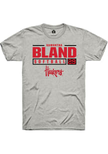 Samantha Bland  Nebraska Cornhuskers Ash Rally NIL Stacked Box Short Sleeve T Shirt