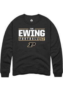 Tom Ewing  Rally Purdue Boilermakers Mens Black NIL Stacked Box Long Sleeve Crew Sweatshirt