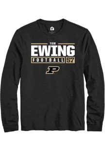 Tom Ewing  Purdue Boilermakers Black Rally NIL Stacked Box Long Sleeve T Shirt