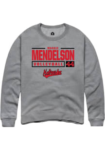 Maggie Mendelson  Rally Nebraska Cornhuskers Mens Graphite NIL Stacked Box Long Sleeve Crew Sweats..