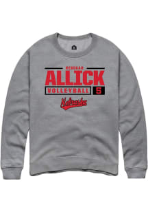 Rebekah Allick  Rally Nebraska Cornhuskers Mens Graphite NIL Stacked Box Long Sleeve Crew Sweatshi..