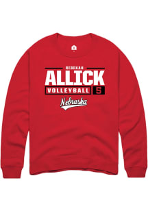 Rebekah Allick  Rally Nebraska Cornhuskers Mens Red NIL Stacked Box Long Sleeve Crew Sweatshirt