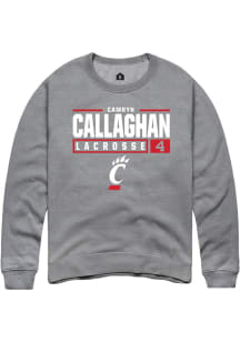 Camryn Callaghan  Rally Cincinnati Bearcats Mens Graphite NIL Stacked Box Long Sleeve Crew Sweatsh..