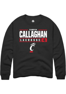 Camryn Callaghan  Rally Cincinnati Bearcats Mens Black NIL Stacked Box Long Sleeve Crew Sweatshirt