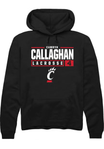 Camryn Callaghan  Rally Cincinnati Bearcats Mens Black NIL Stacked Box Long Sleeve Hoodie