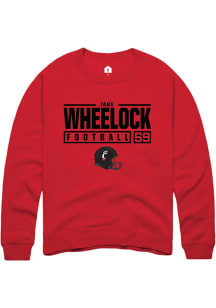 Jake Wheelock  Rally Cincinnati Bearcats Mens Red NIL Stacked Box Long Sleeve Crew Sweatshirt