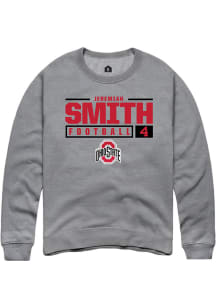 Jeremiah Smith  Rally Ohio State Buckeyes Mens Graphite NIL Stacked Box Long Sleeve Crew Sweatshir..
