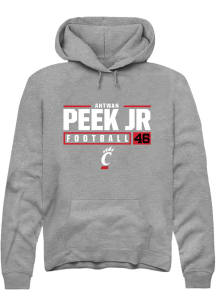 Antwan Peek Jr.  Rally Cincinnati Bearcats Mens Graphite NIL Stacked Box Long Sleeve Hoodie