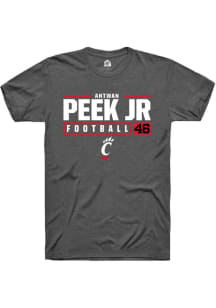 Antwan Peek Jr.  Cincinnati Bearcats Dark Grey Rally NIL Stacked Box Short Sleeve T Shirt