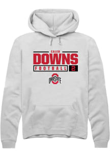 Caleb Downs  Rally Ohio State Buckeyes Mens White NIL Stacked Box Long Sleeve Hoodie