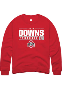 Caleb Downs  Rally Ohio State Buckeyes Mens Red NIL Stacked Box Long Sleeve Crew Sweatshirt