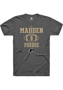 Cj Madden  Purdue Boilermakers Dark Grey Rally NIL Sport Icon Short Sleeve T Shirt