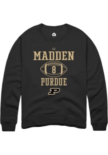 Cj Madden  Rally Purdue Boilermakers Mens Black NIL Sport Icon Long Sleeve Crew Sweatshirt