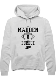 Cj Madden  Rally Purdue Boilermakers Mens White NIL Sport Icon Long Sleeve Hoodie