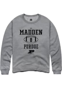 Cj Madden  Rally Purdue Boilermakers Mens Graphite NIL Sport Icon Long Sleeve Crew Sweatshirt