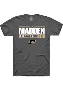 Cj Madden  Purdue Boilermakers Dark Grey Rally NIL Stacked Box Short Sleeve T Shirt