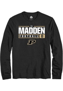 Cj Madden  Purdue Boilermakers Black Rally NIL Stacked Box Long Sleeve T Shirt