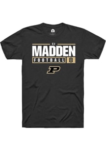 Cj Madden  Purdue Boilermakers Black Rally NIL Stacked Box Short Sleeve T Shirt