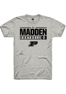 Cj Madden  Purdue Boilermakers Ash Rally NIL Stacked Box Short Sleeve T Shirt
