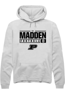 Cj Madden  Rally Purdue Boilermakers Mens White NIL Stacked Box Long Sleeve Hoodie