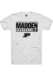 Cj Madden  Purdue Boilermakers White Rally NIL Stacked Box Short Sleeve T Shirt
