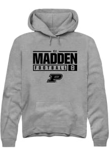 Cj Madden  Rally Purdue Boilermakers Mens Graphite NIL Stacked Box Long Sleeve Hoodie