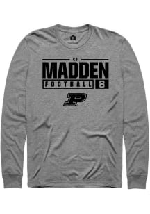 Cj Madden  Purdue Boilermakers Graphite Rally NIL Stacked Box Long Sleeve T Shirt