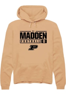 Cj Madden  Rally Purdue Boilermakers Mens Gold NIL Stacked Box Long Sleeve Hoodie