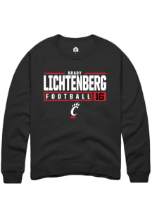 Brady Lichtenberg  Rally Cincinnati Bearcats Mens Black NIL Stacked Box Long Sleeve Crew Sweatshir..