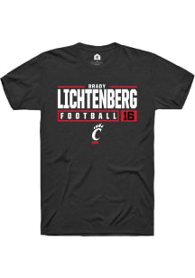 Brady Lichtenberg  Cincinnati Bearcats Black Rally NIL Stacked Box Short Sleeve T Shirt