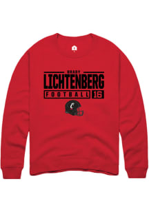 Brady Lichtenberg  Rally Cincinnati Bearcats Mens Red NIL Stacked Box Long Sleeve Crew Sweatshirt
