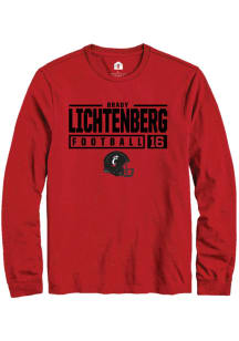 Brady Lichtenberg  Cincinnati Bearcats Red Rally NIL Stacked Box Long Sleeve T Shirt