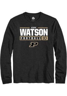 Jesse Watson  Purdue Boilermakers Black Rally NIL Stacked Box Long Sleeve T Shirt