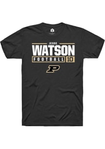 Jesse Watson  Purdue Boilermakers Black Rally NIL Stacked Box Short Sleeve T Shirt