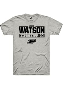 Jesse Watson  Purdue Boilermakers Ash Rally NIL Stacked Box Short Sleeve T Shirt