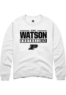 Jesse Watson  Rally Purdue Boilermakers Mens White NIL Stacked Box Long Sleeve Crew Sweatshirt