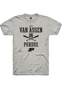 Cole Van Asssen  Purdue Boilermakers Ash Rally NIL Sport Icon Short Sleeve T Shirt